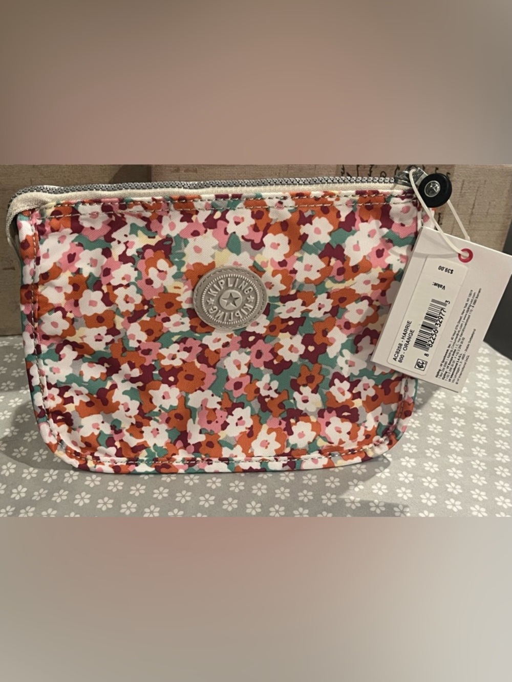 Pink and Orange Floral Kipling Small Bag NWT - Picture 3 of 4